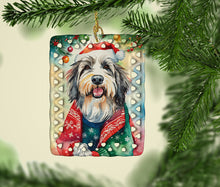 Load image into Gallery viewer, Bearded Collie Christmas Porcelain Ornament