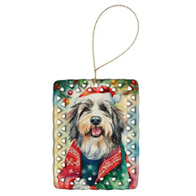 Load image into Gallery viewer, Bearded Collie Christmas Porcelain Ornament