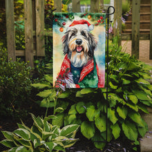 Load image into Gallery viewer, Bearded Collie Christmas Garden Flag – Cozy Dog Holiday Decor with Tree &amp; Presents