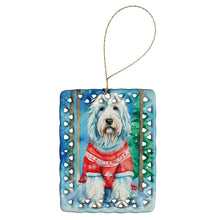 Load image into Gallery viewer, Bearded Collie Christmas Porcelain Ornament
