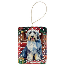 Load image into Gallery viewer, Bearded Collie Christmas Porcelain Ornament