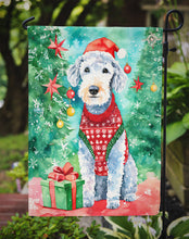 Load image into Gallery viewer, Bedlington Terrier Christmas Garden Flag – Cozy Dog Holiday Decor with Tree &amp; Presents