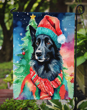 Load image into Gallery viewer, Belgian Sheepdog Christmas Garden Flag – Cozy Dog Holiday Decor with Tree &amp; Presents