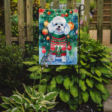 Load image into Gallery viewer, Bichon Frise Christmas Garden Flag – Cozy Dog Holiday Decor with Tree &amp; Presents