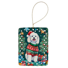 Load image into Gallery viewer, Bichon Frise Christmas Porcelain Ornament