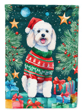Load image into Gallery viewer, Bichon Frise Christmas Garden Flag – Cozy Dog Holiday Decor with Tree &amp; Presents
