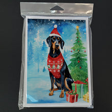 Load image into Gallery viewer, Black and Tan Coonhound Christmas Greeting Cards - Blank Note Cards – 8-Pack of Artist-Designed Cards with Envelopes