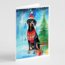 Load image into Gallery viewer, Black and Tan Coonhound Christmas Greeting Cards - Blank Note Cards – 8-Pack of Artist-Designed Cards with Envelopes