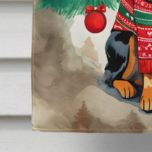 Load image into Gallery viewer, Black and Tan Coonhound Christmas House Flag
