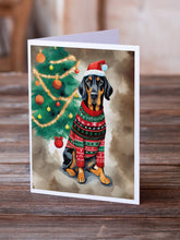 Load image into Gallery viewer, Black and Tan Coonhound Christmas Greeting Cards - Blank Note Cards – 8-Pack of Artist-Designed Cards with Envelopes