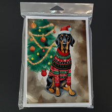Load image into Gallery viewer, Black and Tan Coonhound Christmas Greeting Cards - Blank Note Cards – 8-Pack of Artist-Designed Cards with Envelopes
