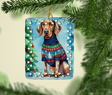 Load image into Gallery viewer, Coonhound Christmas Porcelain Ornament