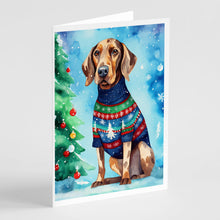 Load image into Gallery viewer, Coonhound Christmas Greeting Cards - Blank Note Cards – 8-Pack of Artist-Designed Cards with Envelopes