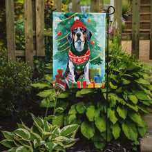 Load image into Gallery viewer, Bluetick Coonhound Christmas Garden Flag – Cozy Dog Holiday Decor with Tree &amp; Presents