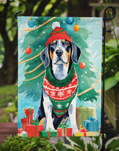 Load image into Gallery viewer, Bluetick Coonhound Christmas Garden Flag – Cozy Dog Holiday Decor with Tree &amp; Presents