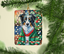 Load image into Gallery viewer, Border Collie Christmas Porcelain Ornament