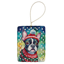 Load image into Gallery viewer, Boston Terrier Christmas Porcelain Ornament
