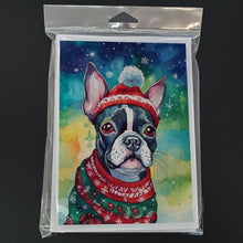 Load image into Gallery viewer, Boston Terrier Christmas Greeting Cards - Blank Note Cards – 8-Pack of Artist-Designed Cards with Envelopes