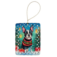 Load image into Gallery viewer, Boston Terrier Christmas Porcelain Ornament