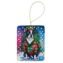 Load image into Gallery viewer, Boston Terrier Christmas Porcelain Ornament