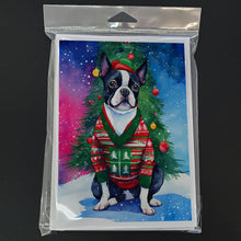 Load image into Gallery viewer, Boston Terrier Christmas Greeting Cards - Blank Note Cards – 8-Pack of Artist-Designed Cards with Envelopes