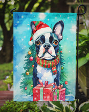 Load image into Gallery viewer, Boston Terrier Christmas Garden Flag – Cozy Dog Holiday Decor with Tree &amp; Presents