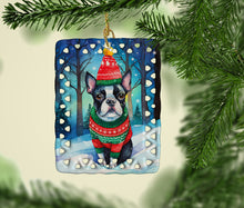 Load image into Gallery viewer, Boston Terrier Christmas Porcelain Ornament