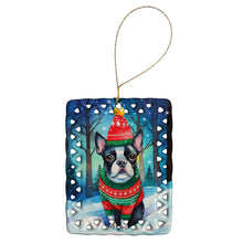 Load image into Gallery viewer, Boston Terrier Christmas Porcelain Ornament