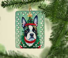 Load image into Gallery viewer, Boston Terrier Christmas Porcelain Ornament