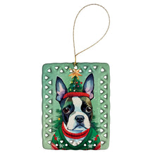 Load image into Gallery viewer, Boston Terrier Christmas Porcelain Ornament