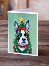 Load image into Gallery viewer, Boston Terrier Christmas Greeting Cards - Blank Note Cards – 8-Pack of Artist-Designed Cards with Envelopes