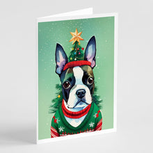 Load image into Gallery viewer, Boston Terrier Christmas Greeting Cards - Blank Note Cards – 8-Pack of Artist-Designed Cards with Envelopes