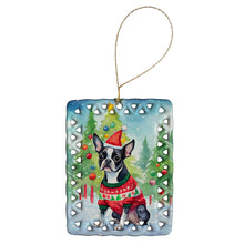 Load image into Gallery viewer, Boston Terrier Christmas Porcelain Ornament
