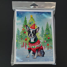 Load image into Gallery viewer, Boston Terrier Christmas Greeting Cards - Blank Note Cards – 8-Pack of Artist-Designed Cards with Envelopes