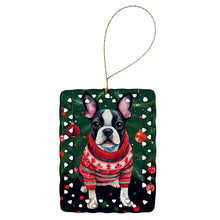 Load image into Gallery viewer, Boston Terrier Christmas Porcelain Ornament