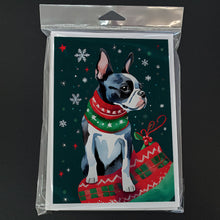 Load image into Gallery viewer, Boston Terrier Christmas Greeting Cards - Blank Note Cards – 8-Pack of Artist-Designed Cards with Envelopes