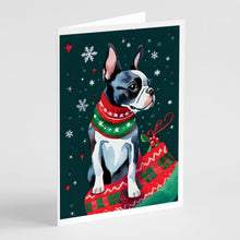 Load image into Gallery viewer, Boston Terrier Christmas Greeting Cards - Blank Note Cards – 8-Pack of Artist-Designed Cards with Envelopes