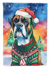 Load image into Gallery viewer, Boxer Christmas Garden Flag – Cozy Dog Holiday Decor with Tree &amp; Presents