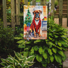 Load image into Gallery viewer, Boxer Christmas Garden Flag – Cozy Dog Holiday Decor with Tree &amp; Presents