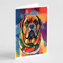 Load image into Gallery viewer, Bullmastiff Christmas Greeting Cards - Blank Note Cards – 8-Pack of Artist-Designed Cards with Envelopes