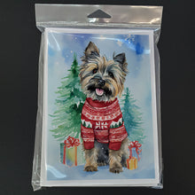 Load image into Gallery viewer, Cairn Terrier Christmas Greeting Cards - Blank Note Cards – 8-Pack of Artist-Designed Cards with Envelopes