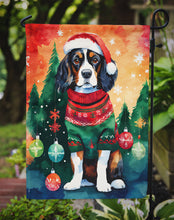 Load image into Gallery viewer, Cavalier Spaniel Christmas Garden Flag – Cozy Dog Holiday Decor with Tree &amp; Presents