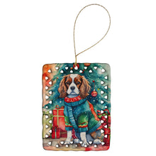 Load image into Gallery viewer, Cavalier Spaniel Christmas Porcelain Ornament
