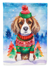 Load image into Gallery viewer, Cavalier Spaniel Christmas Garden Flag – Cozy Dog Holiday Decor with Tree &amp; Presents