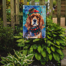 Load image into Gallery viewer, Cavalier Spaniel Christmas Garden Flag – Cozy Dog Holiday Decor with Tree &amp; Presents