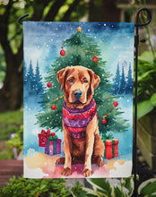 Load image into Gallery viewer, Chesapeake Bay Retriever Christmas Garden Flag – Cozy Dog Holiday Decor with Tree &amp; Presents