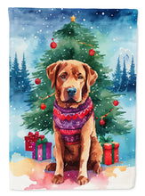 Load image into Gallery viewer, Chesapeake Bay Retriever Christmas Garden Flag – Cozy Dog Holiday Decor with Tree &amp; Presents