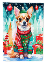 Load image into Gallery viewer, Chihuahua Christmas Garden Flag – Cozy Dog Holiday Decor with Tree &amp; Presents