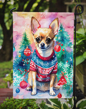 Load image into Gallery viewer, Chihuahua Christmas Garden Flag – Cozy Dog Holiday Decor with Tree &amp; Presents