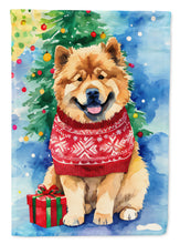 Load image into Gallery viewer, Chow Chow Christmas Garden Flag – Cozy Dog Holiday Decor with Tree &amp; Presents